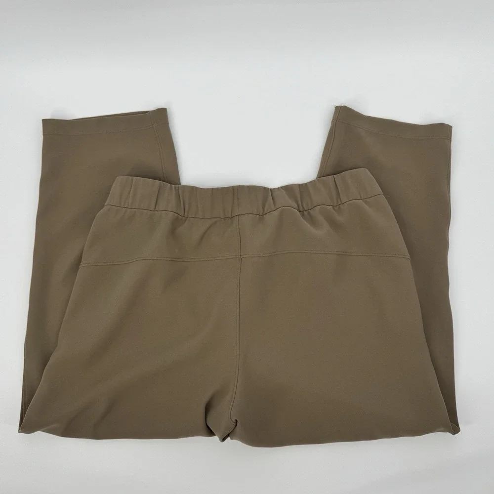 Lululemon‎ On The Fly Crop Pants Size 10 Khaki Woven Drawstring Stretch Casual